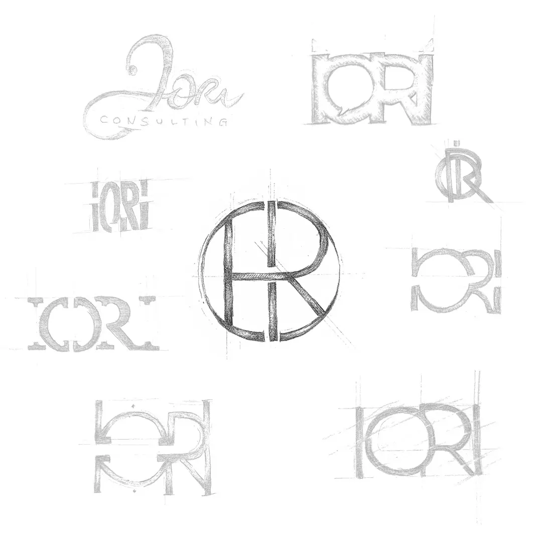 Hand-drawn logo concepts and monogram studies for Sebastian Iori