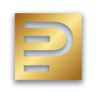 Pedersen Real Estate PE monogram in gold on midnight blue